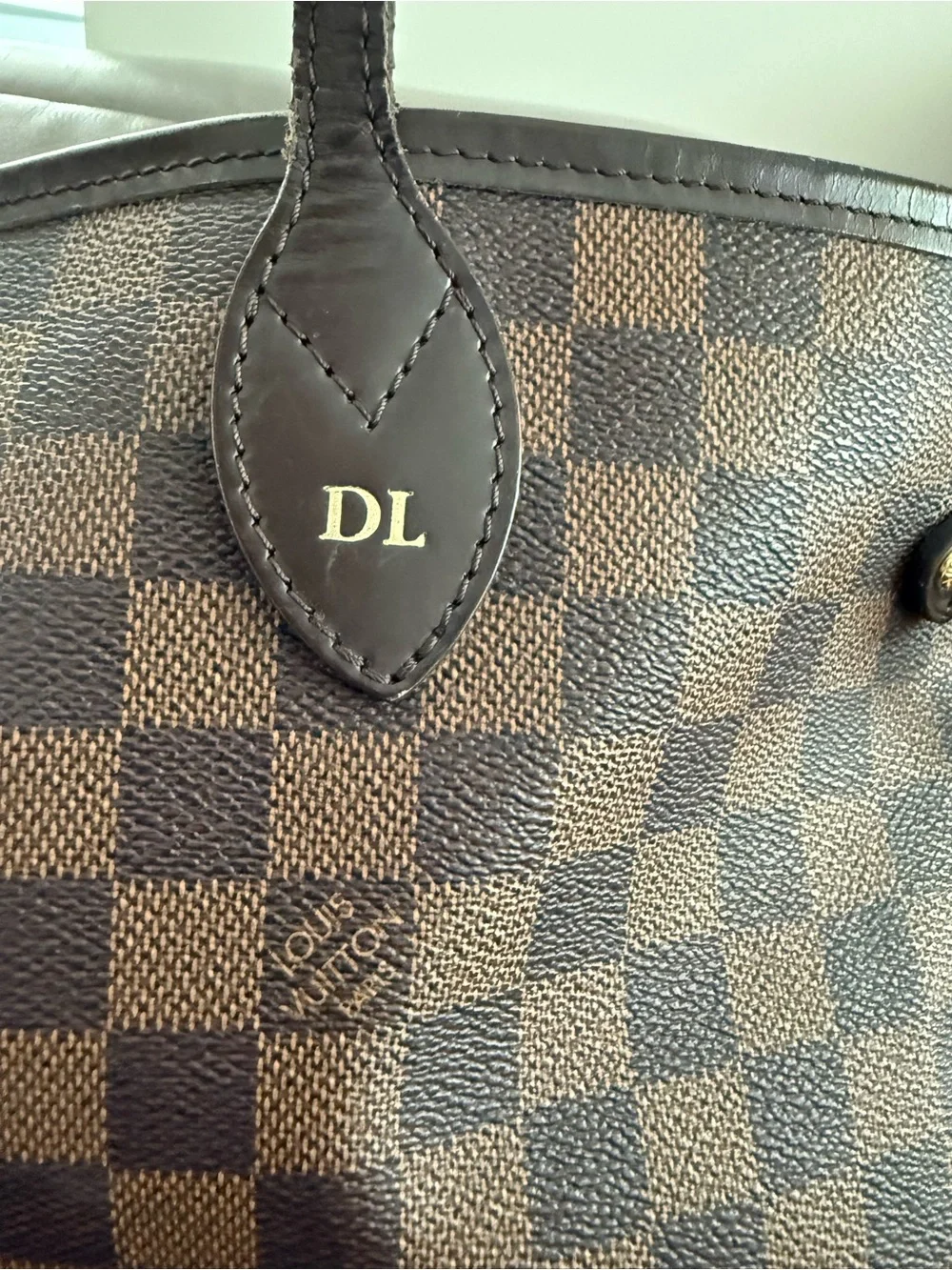 Louis Vuitton Brown Damier Canvas Shoulder Tote with Red Lining